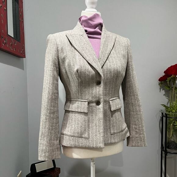 NEW Body by Victoria Wool Pinstripe Tailored Structured Hourglass Blazer Jacket - Picture 8 of 16